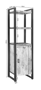Bücherregal Britt mit Tür Natur Mangoholz 55 cm