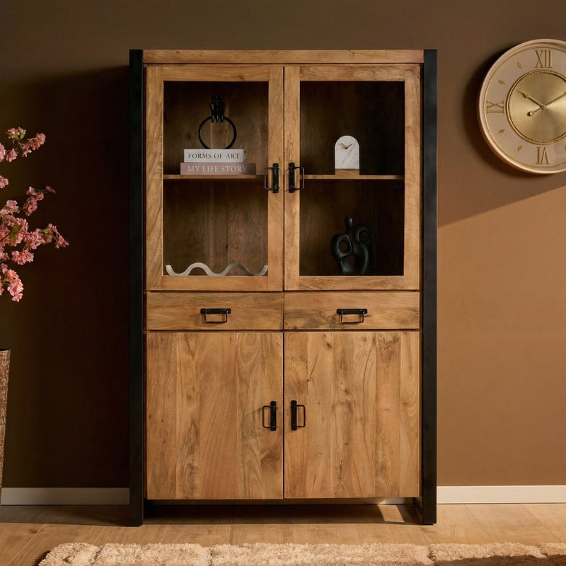 Vitrine Britt Natur Mangoholz 115 cm