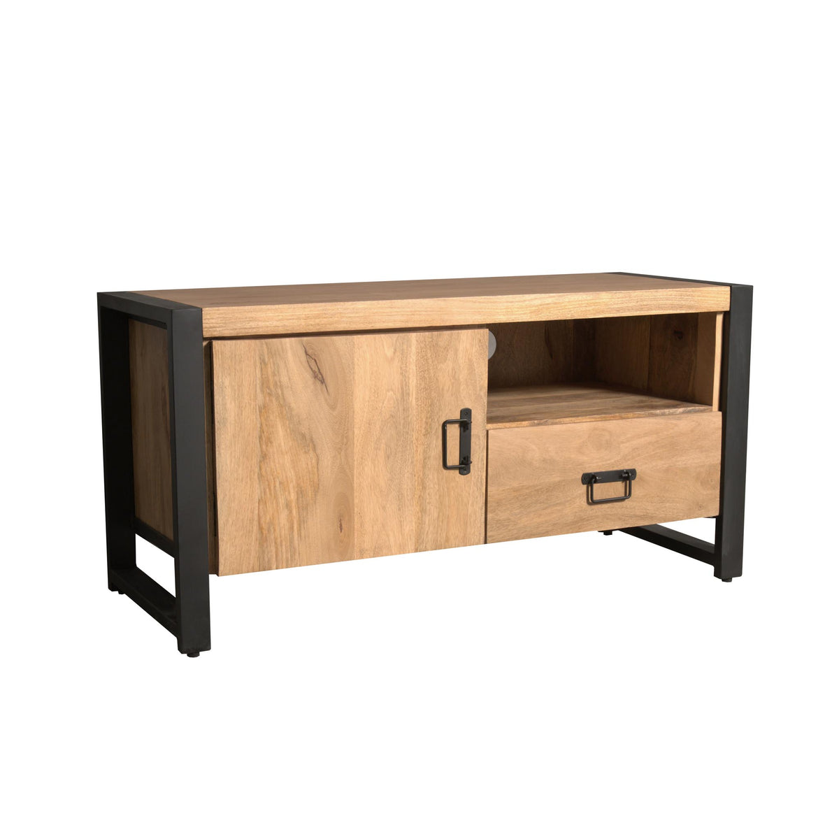 TV-Lowboard Britt mit Tür en Offen vak Natur Mangoholz 110 cm