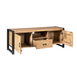 TV-Lowboard Britt mit Türen und Schublade Natur Mangoholz 150 cm