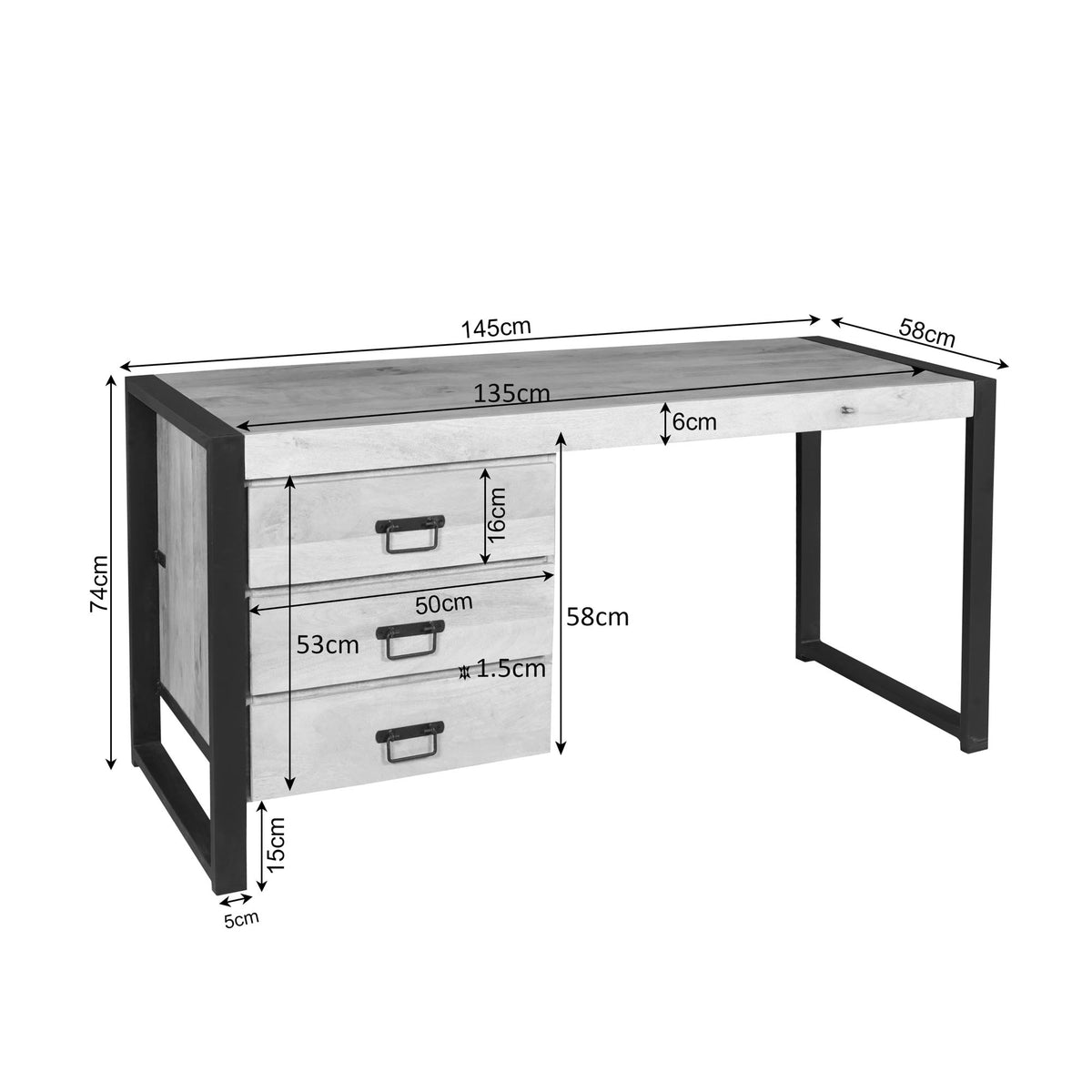 Schreibtisch Britt Natur Mangoholz 145 cm
