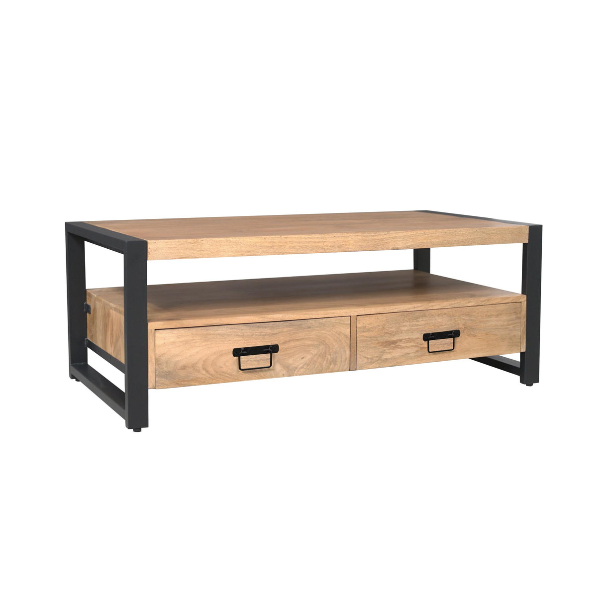 Couchtisch Britt met Vier lades Natur Mangoholz 120 cm