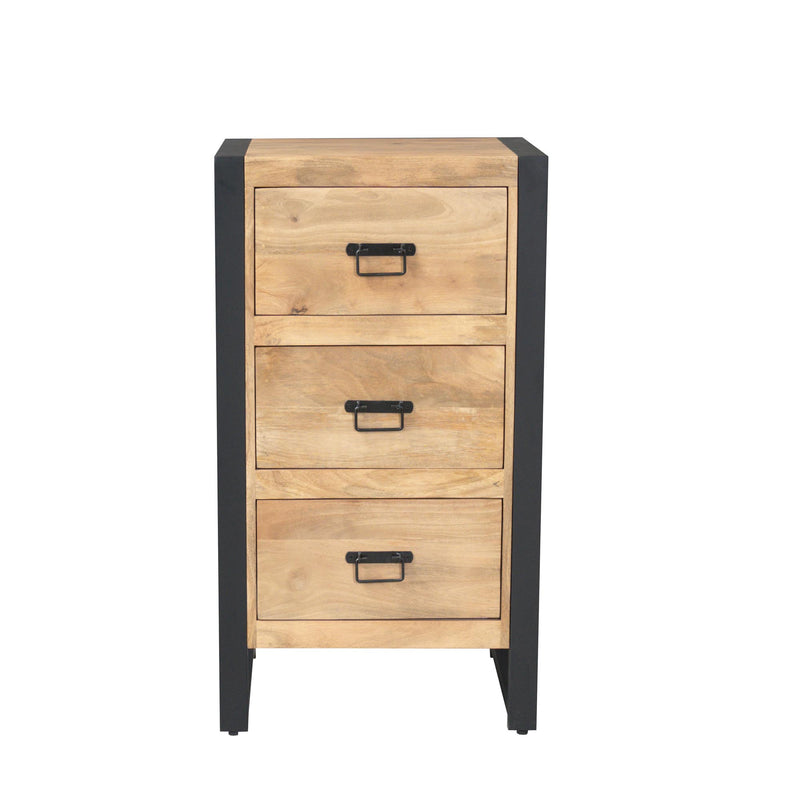 Flurschrank Britt mit Schubladen Natur Mangoholz 55 cm