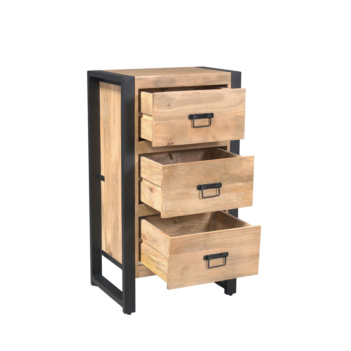 Flurschrank Britt mit Schubladen Natur Mangoholz 55 cm