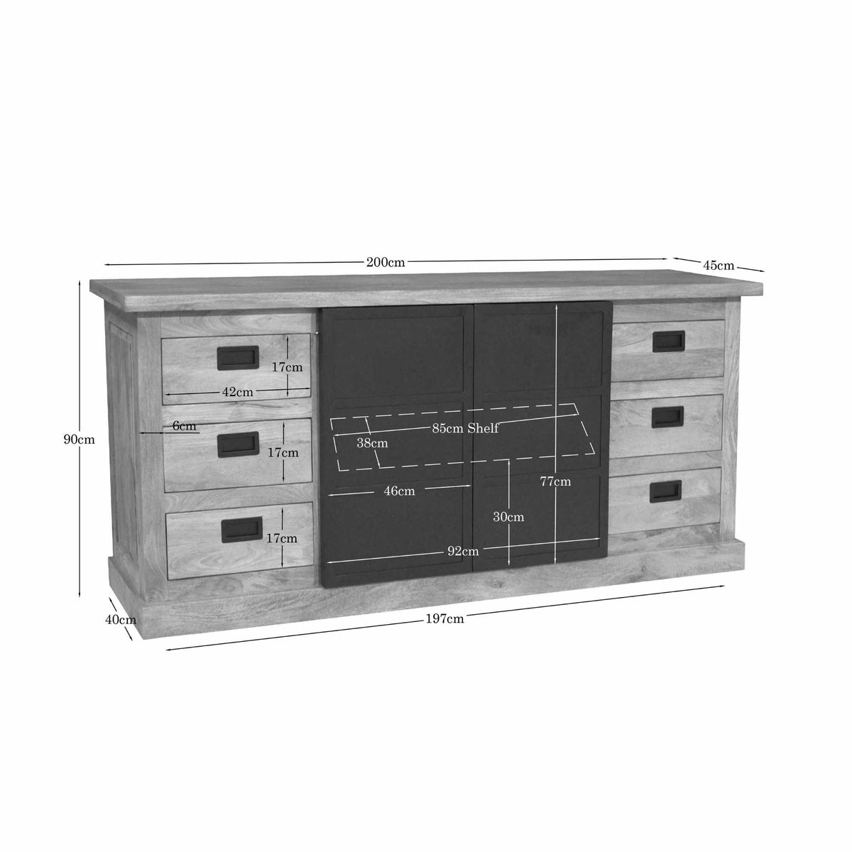 Sideboard Noa Natur Mangoholz in 2 Größen