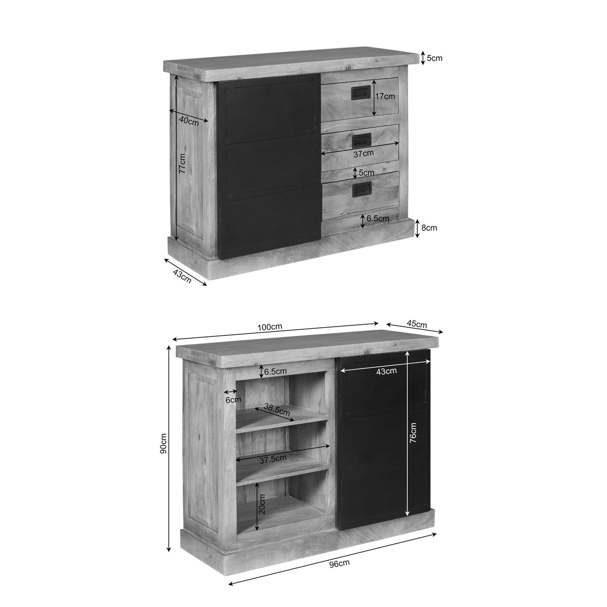 Kommode Noa Natur Mangoholz 100 cm