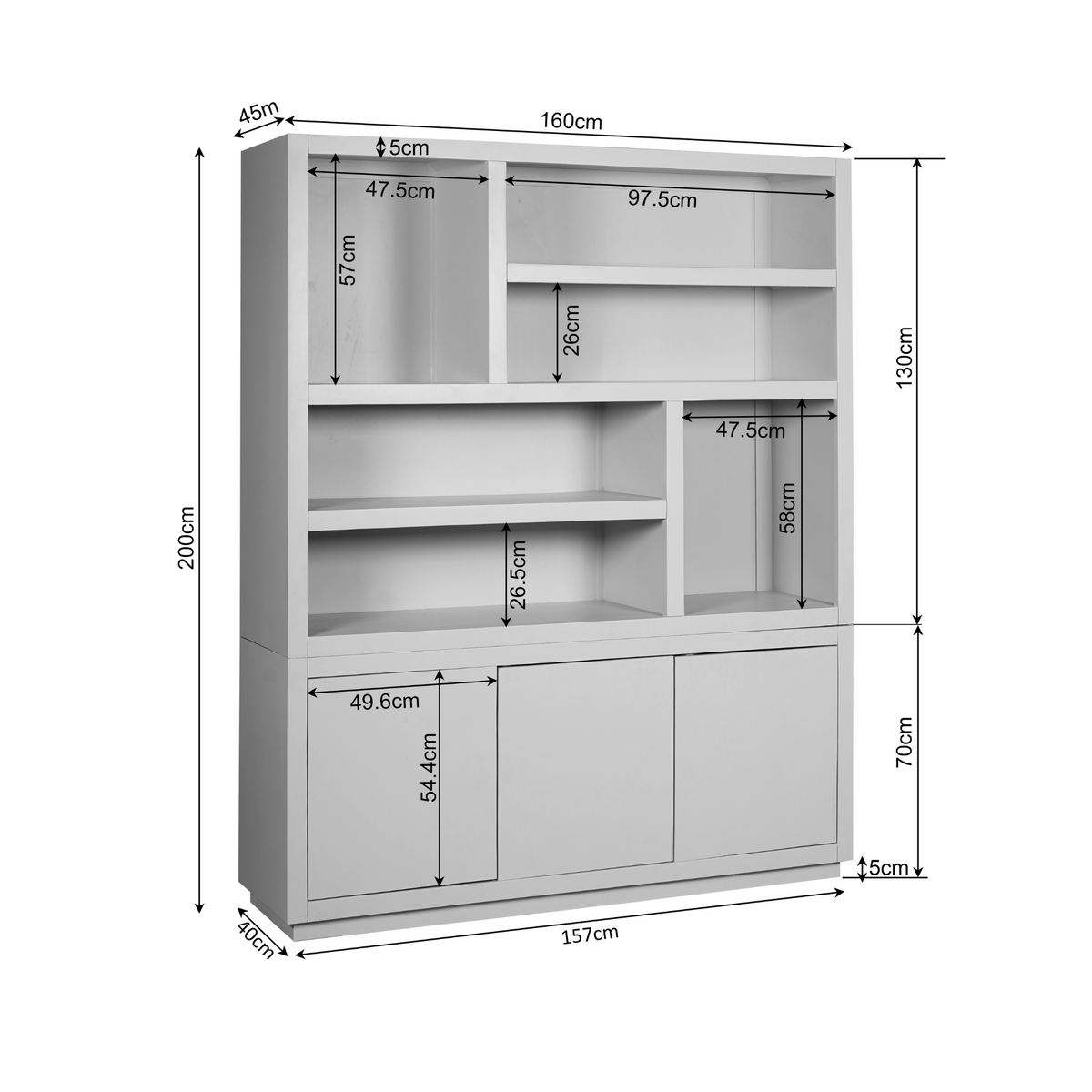 Regal Brussel XL Braun Mangoholz 160 cm