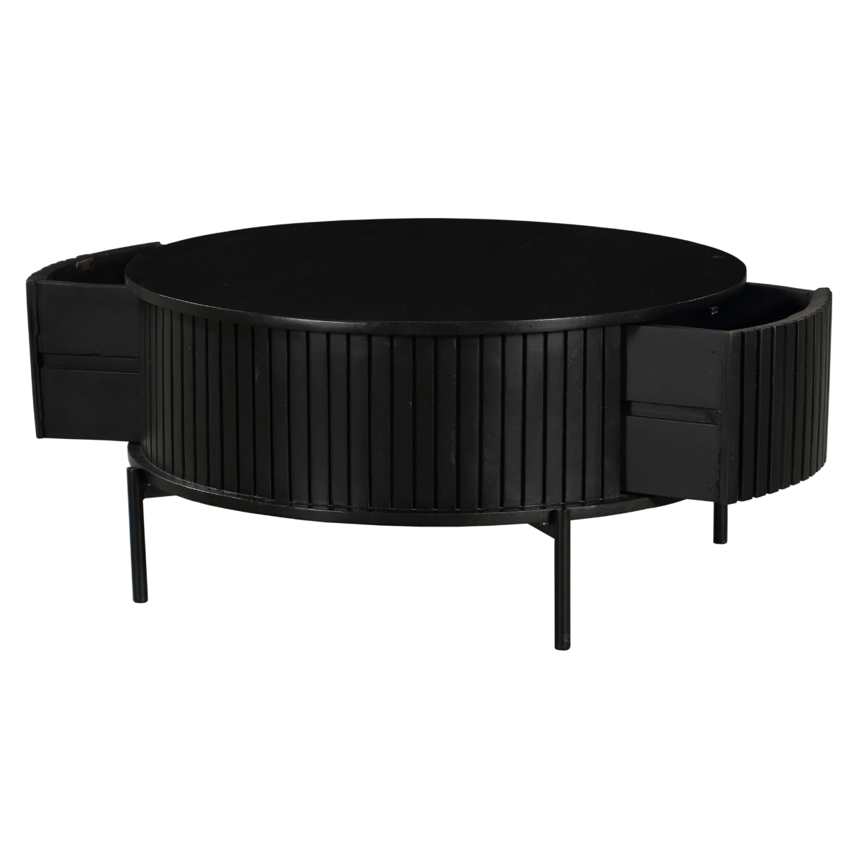 Couchtisch rund Madison Schwarz Mangoholz 80 cm