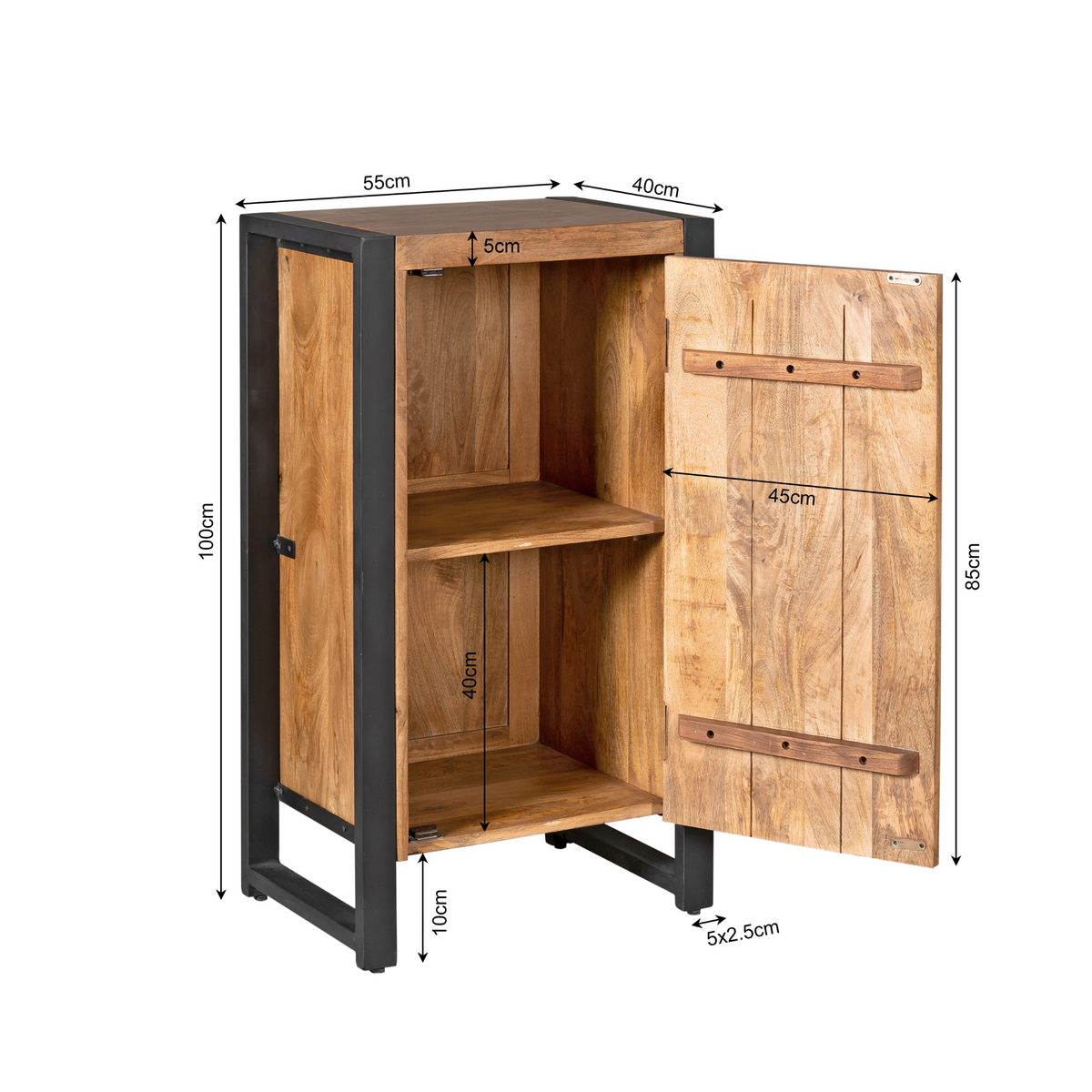 Flurschrank Boaz mit Tür Natur Mangoholz