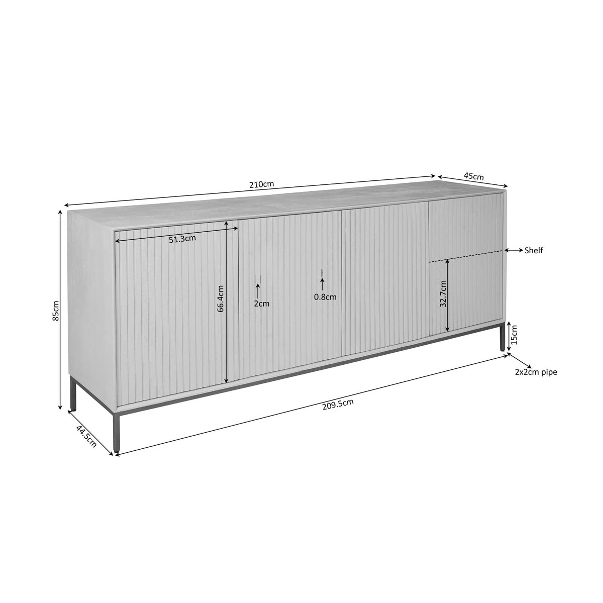 Sideboard Madison Braun Mangoholz 210 cm