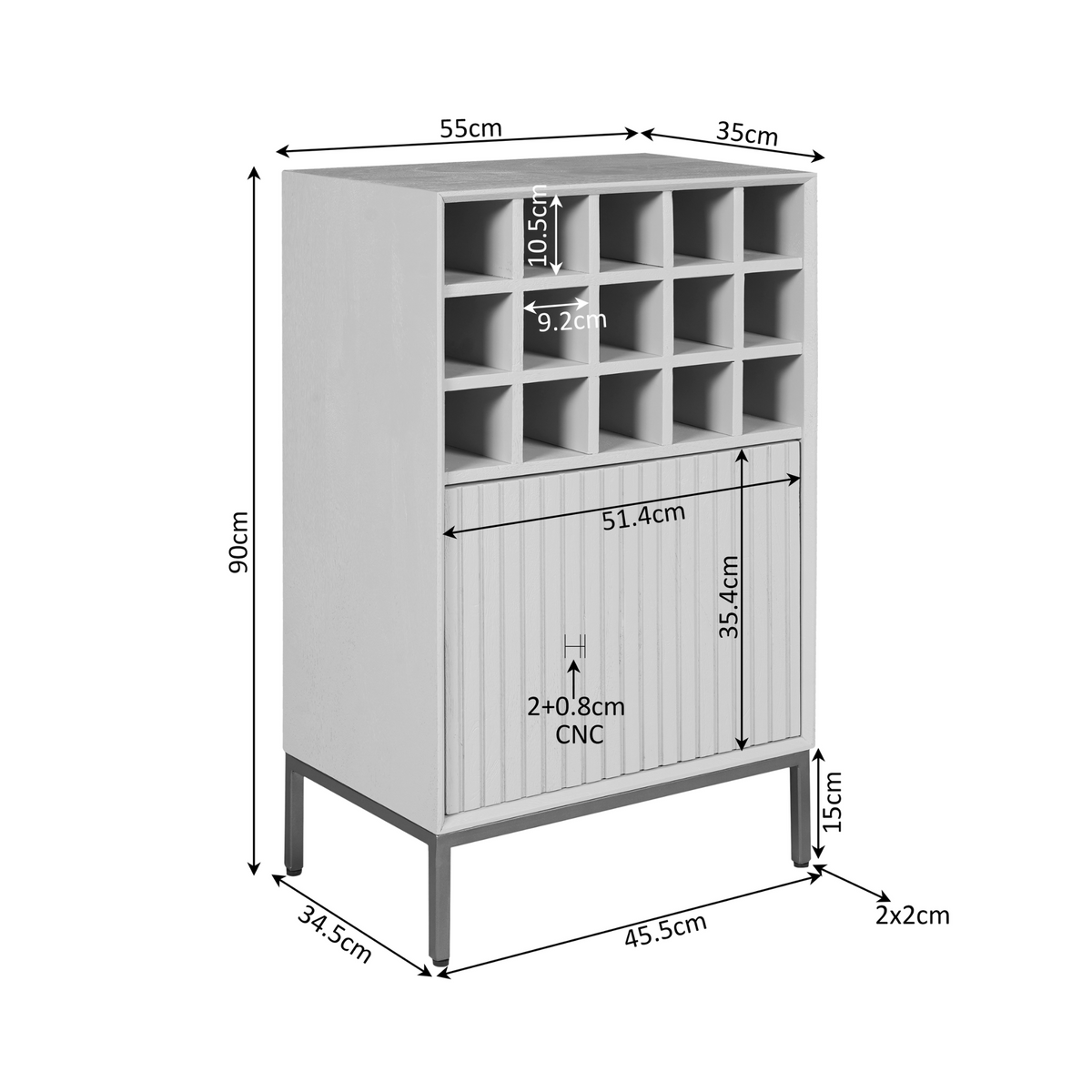 Weinschrank Madison Braun Mangoholz 55 cm