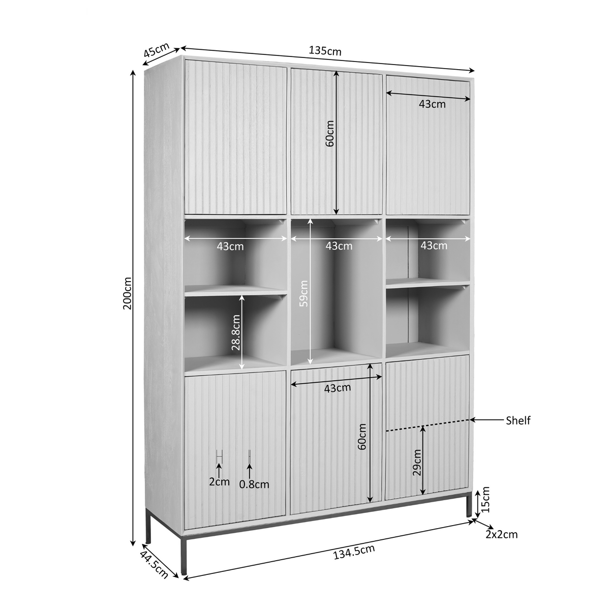 Regal Madison XL Braun Mangoholz 135 cm