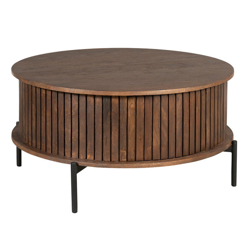 Couchtisch rund Madison Braun Mangoholz 80 cm