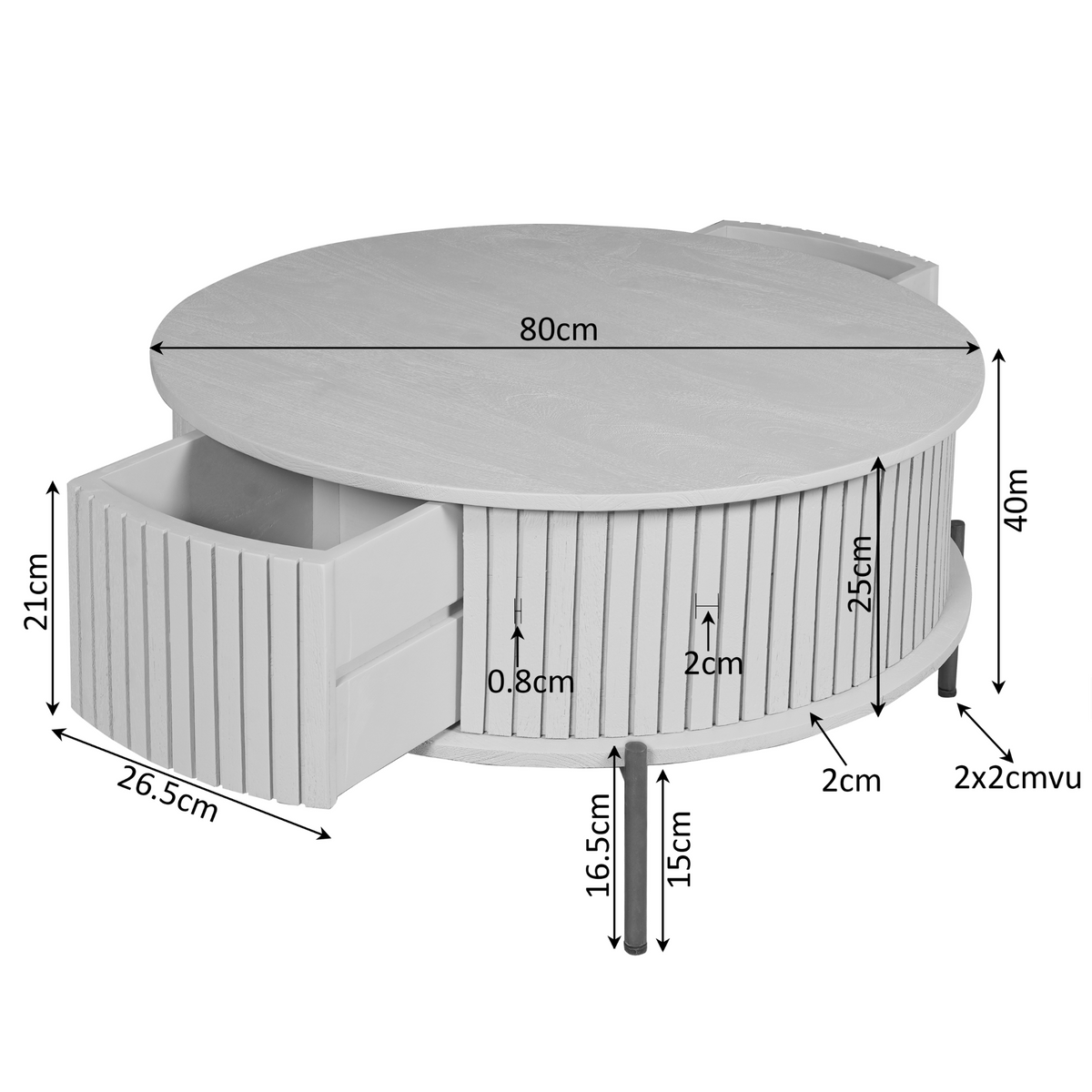 Couchtisch rund Madison Braun Mangoholz 80 cm