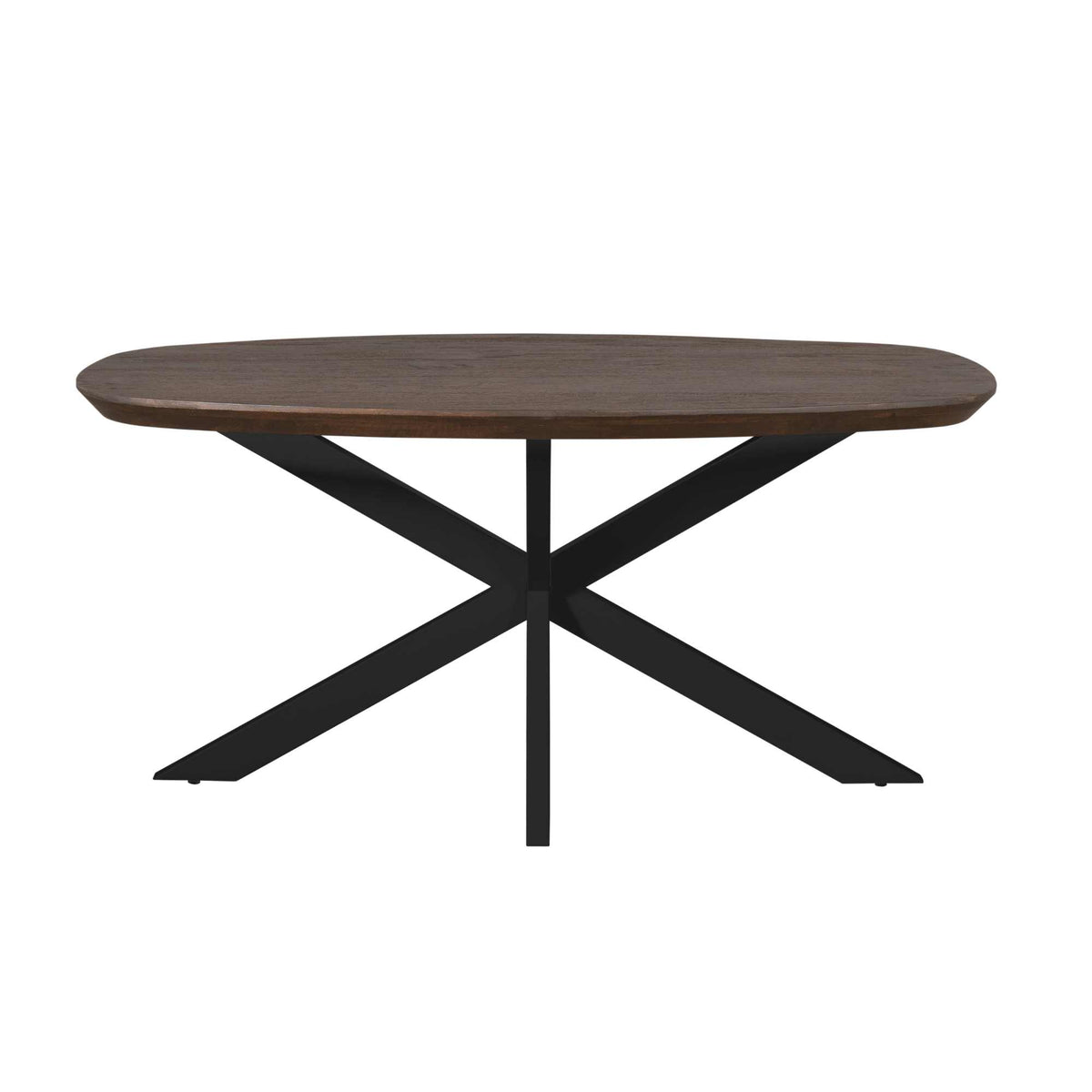 Esstisch dänisch oval Madison Braun Gestell Schwarz Mangoholz in 4 Größen