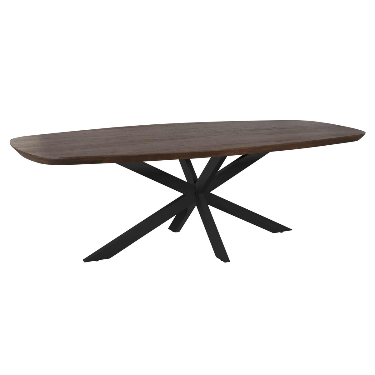 Esstisch dänisch oval Madison Braun Gestell Schwarz Mangoholz in 4 Größen