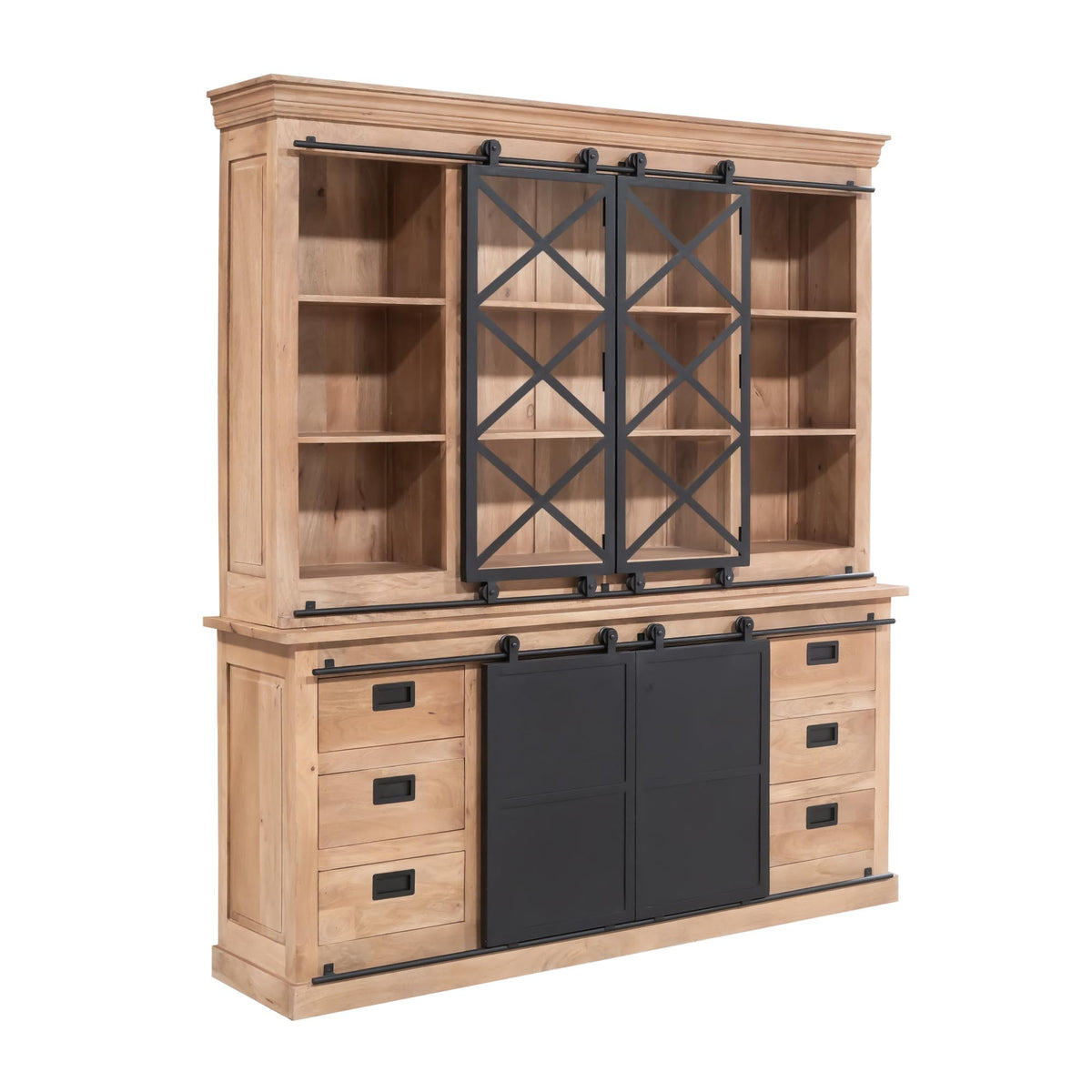 Vitrine Fresno Natur Mangoholz in 3 Größen