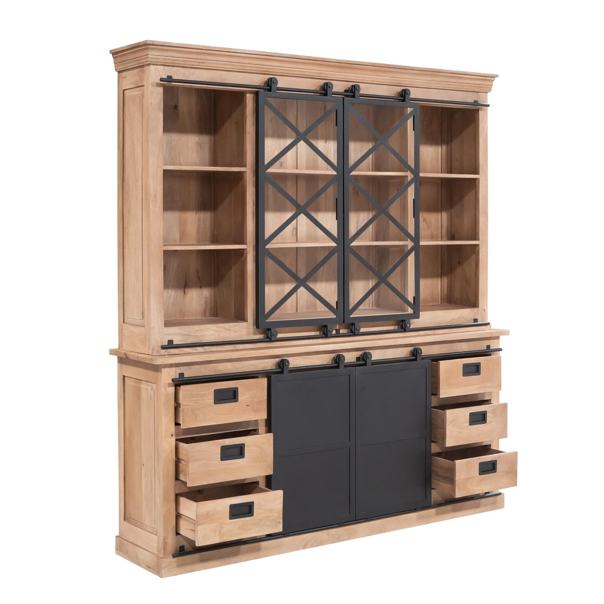 Vitrine Fresno Natur Mangoholz in 3 Größen