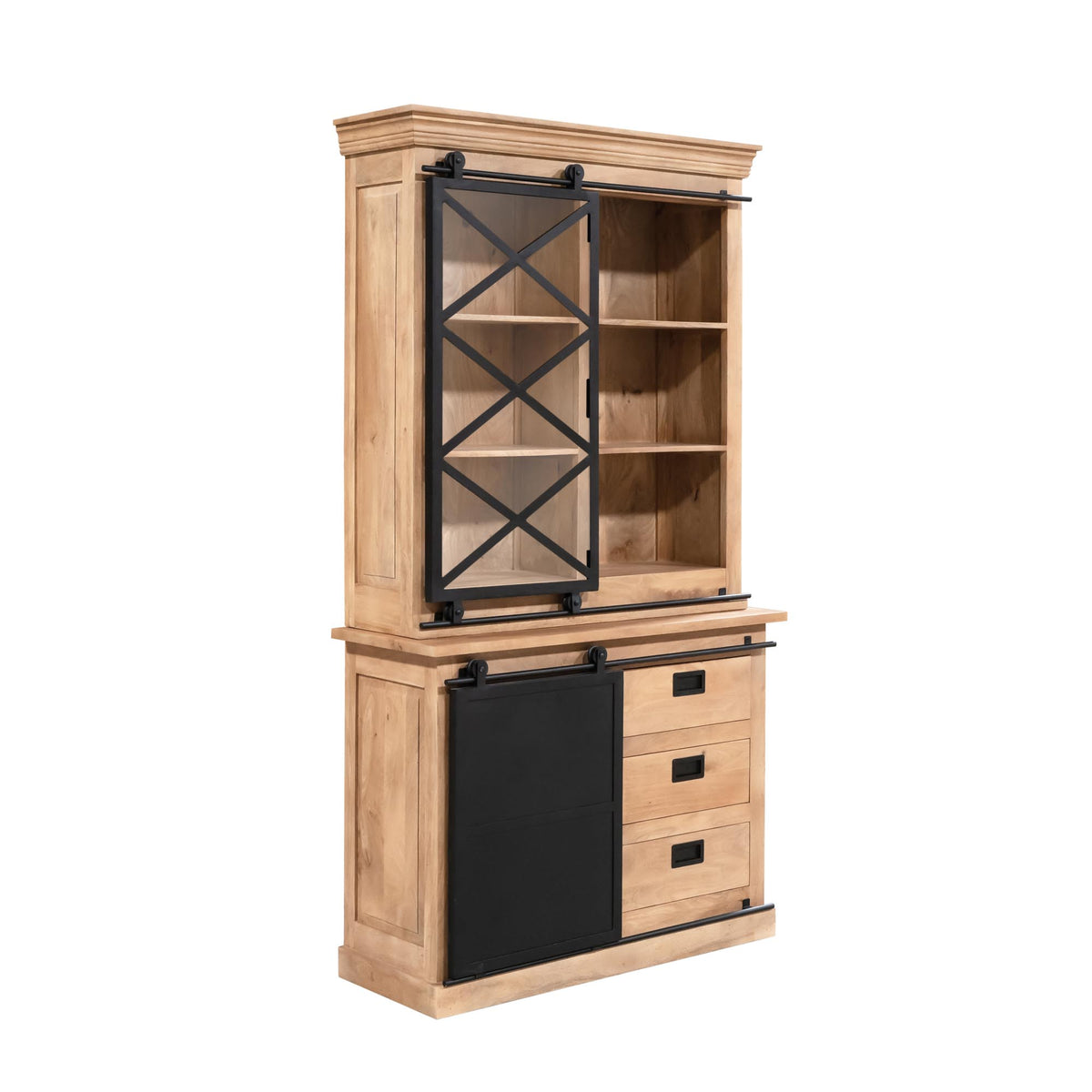 Vitrine Fresno Natur Mangoholz in 3 Größen