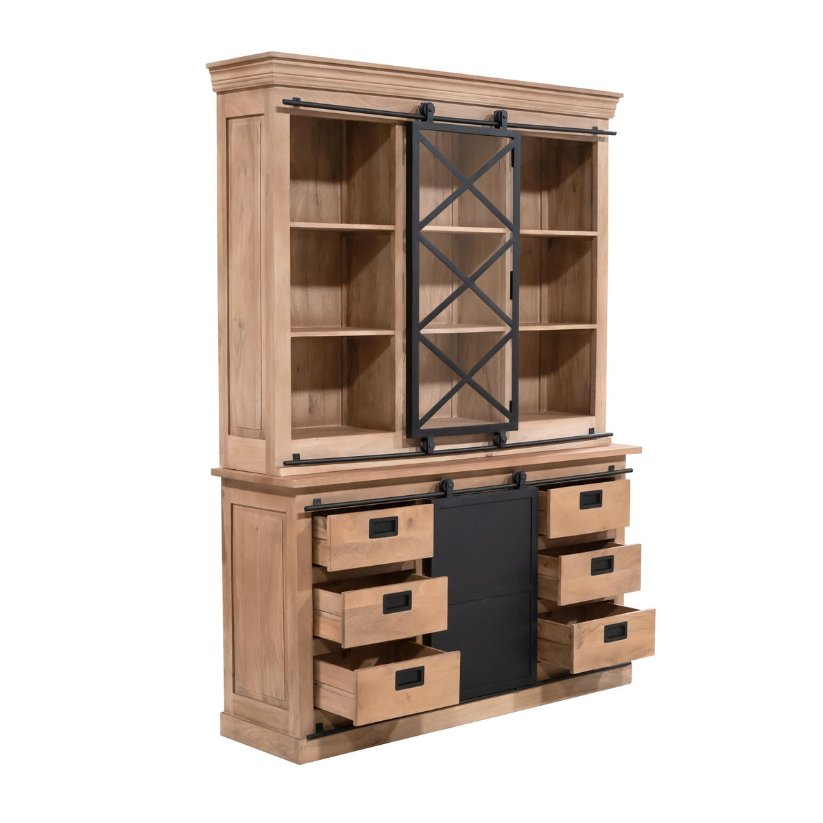 Vitrine Fresno Natur Mangoholz in 3 Größen