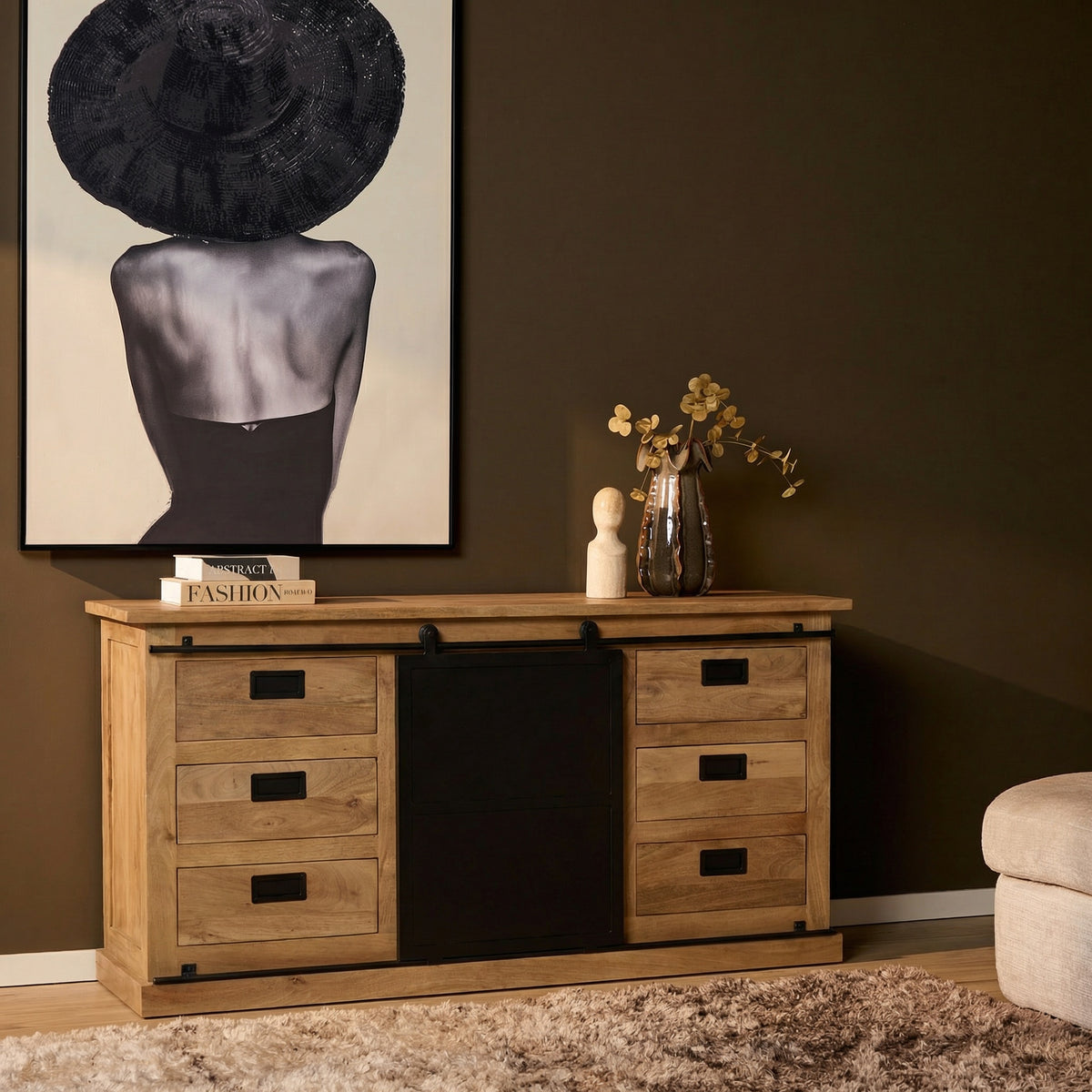 Sideboard Fresno Natur Mangoholz in 2 Größen