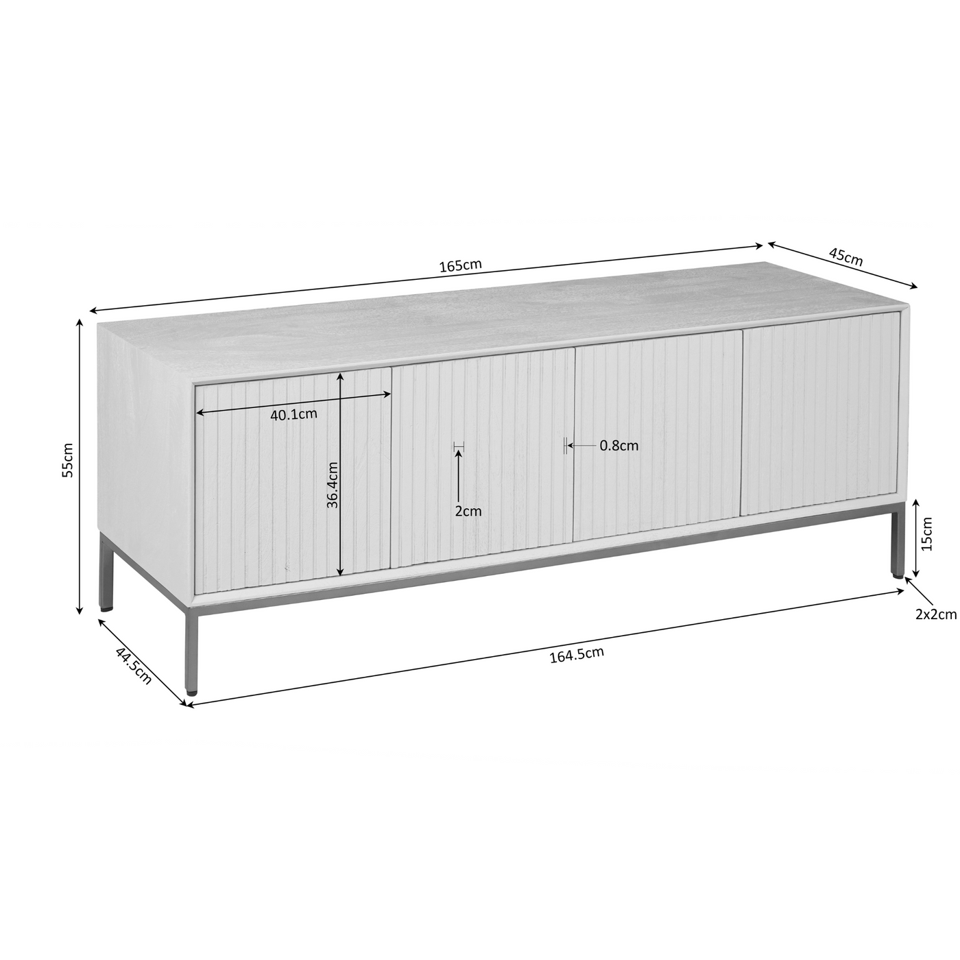 TV-Lowboard Madison Mangoholz massiv, in 3 Farben, 165 bis 210 cm