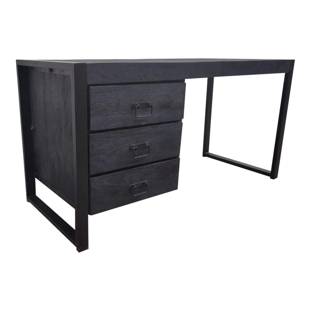 Schreibtisch Boaz Schwarz Mangoholz 145 cm