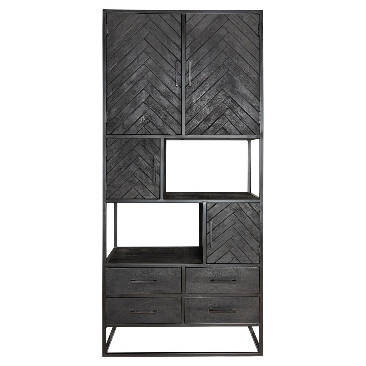 Regal New York Schwarz Mangoholz 90 cm