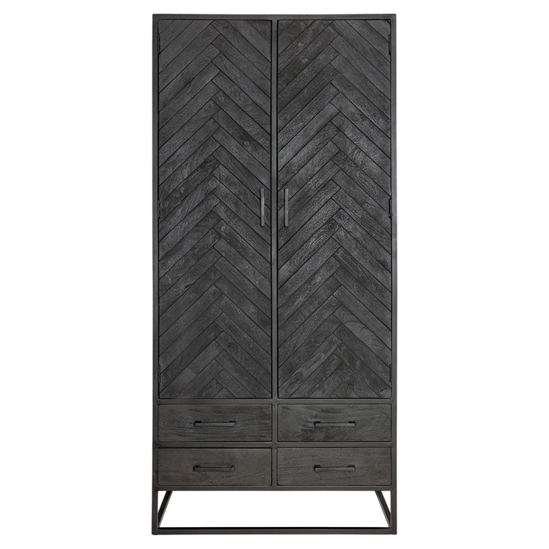 Kabinettschrank New York Schwarz Mangoholz in 2 Größen