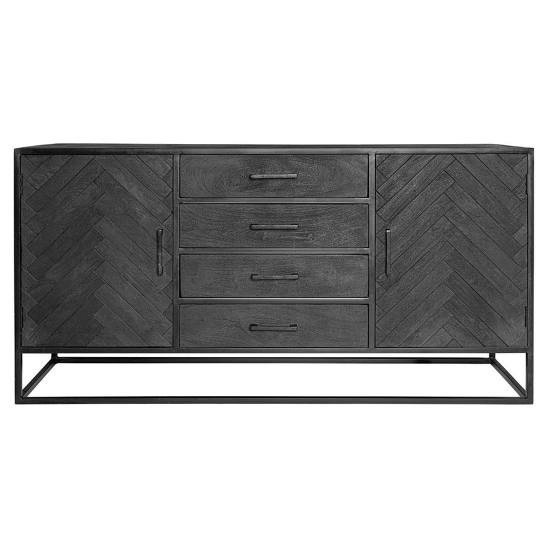 Sideboard New York Schwarz Mangoholz in 2 Größen
