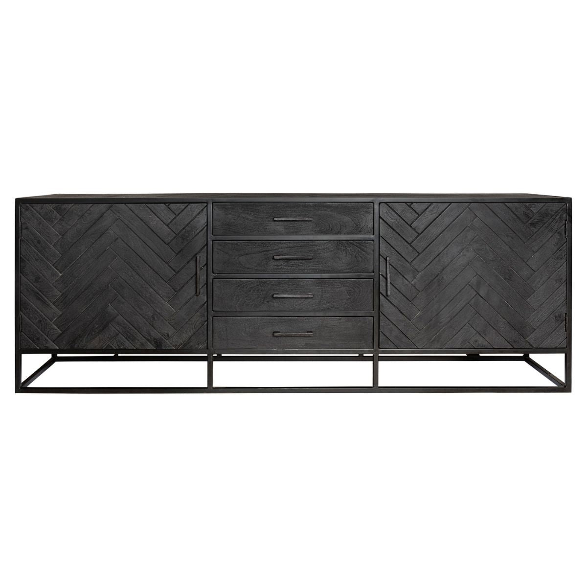 Sideboard New York Schwarz Mangoholz in 2 Größen