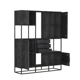 Regal New York XXL Schwarz Mangoholz 200 cm