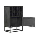 Weinschrank New York Schwarz Mangoholz 55 cm
