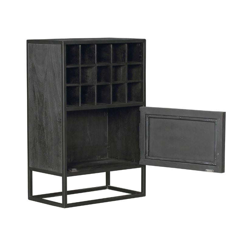 Weinschrank New York Schwarz Mangoholz 55 cm