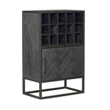 Weinschrank New York Schwarz Mangoholz 55 cm