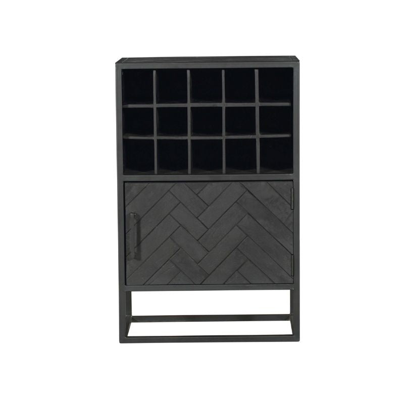 Weinschrank New York Schwarz Mangoholz 55 cm