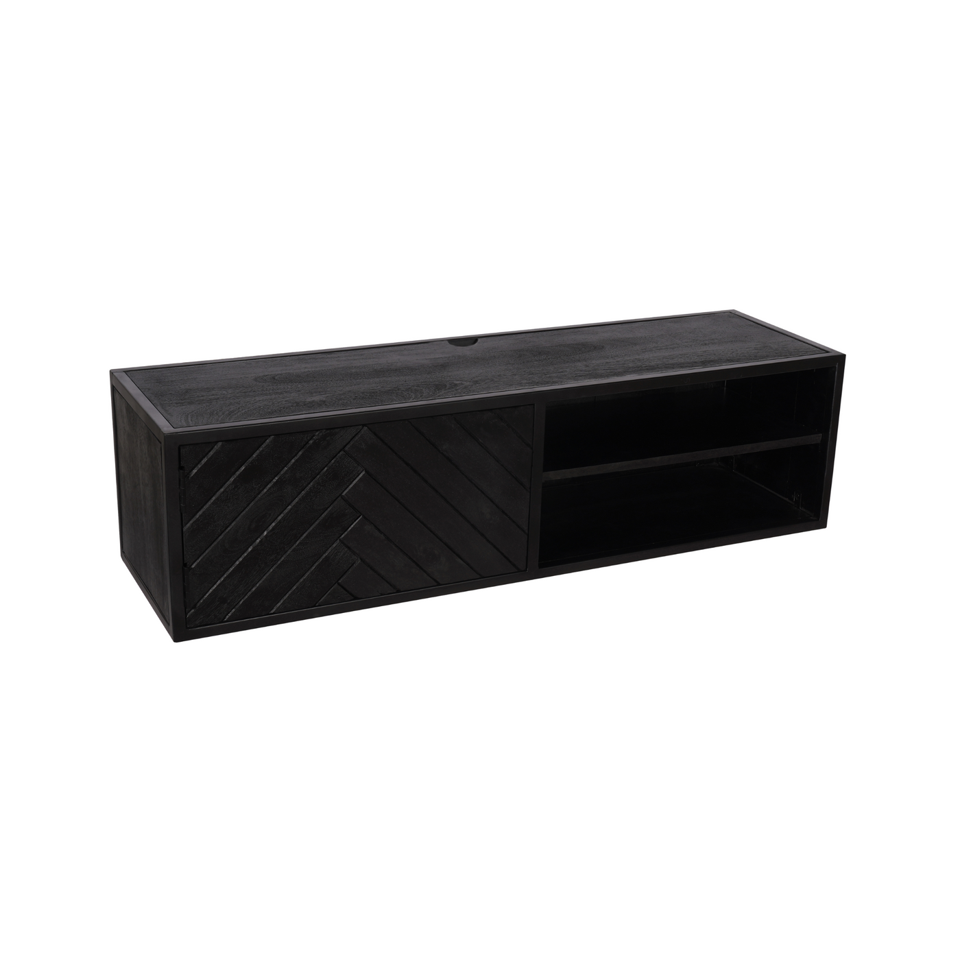 TV-Lowboard New York Mangoholz massiv, Schwarz, 120 bis 280 cm