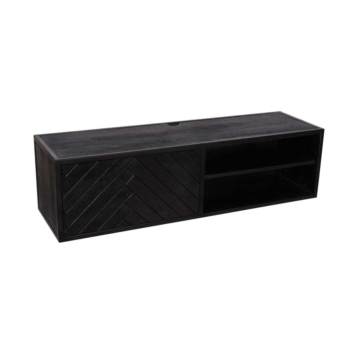 TV-Lowboard New York Mangoholz massiv, Schwarz, 120 bis 280 cm