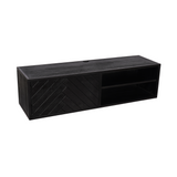TV-Lowboard New York Mangoholz massiv, Schwarz, 120 bis 280 cm