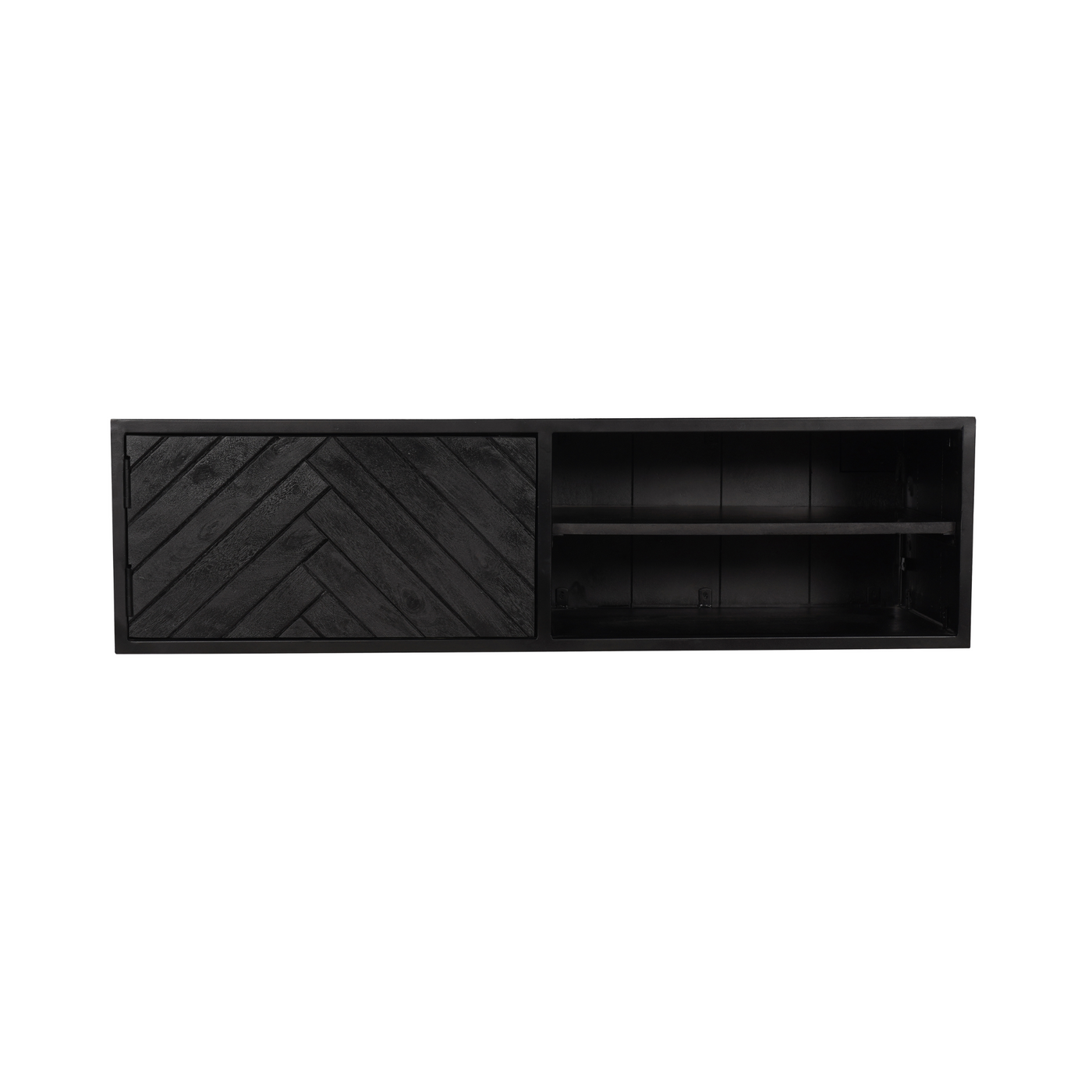 TV-Lowboard New York Mangoholz massiv, Schwarz, 120 bis 280 cm