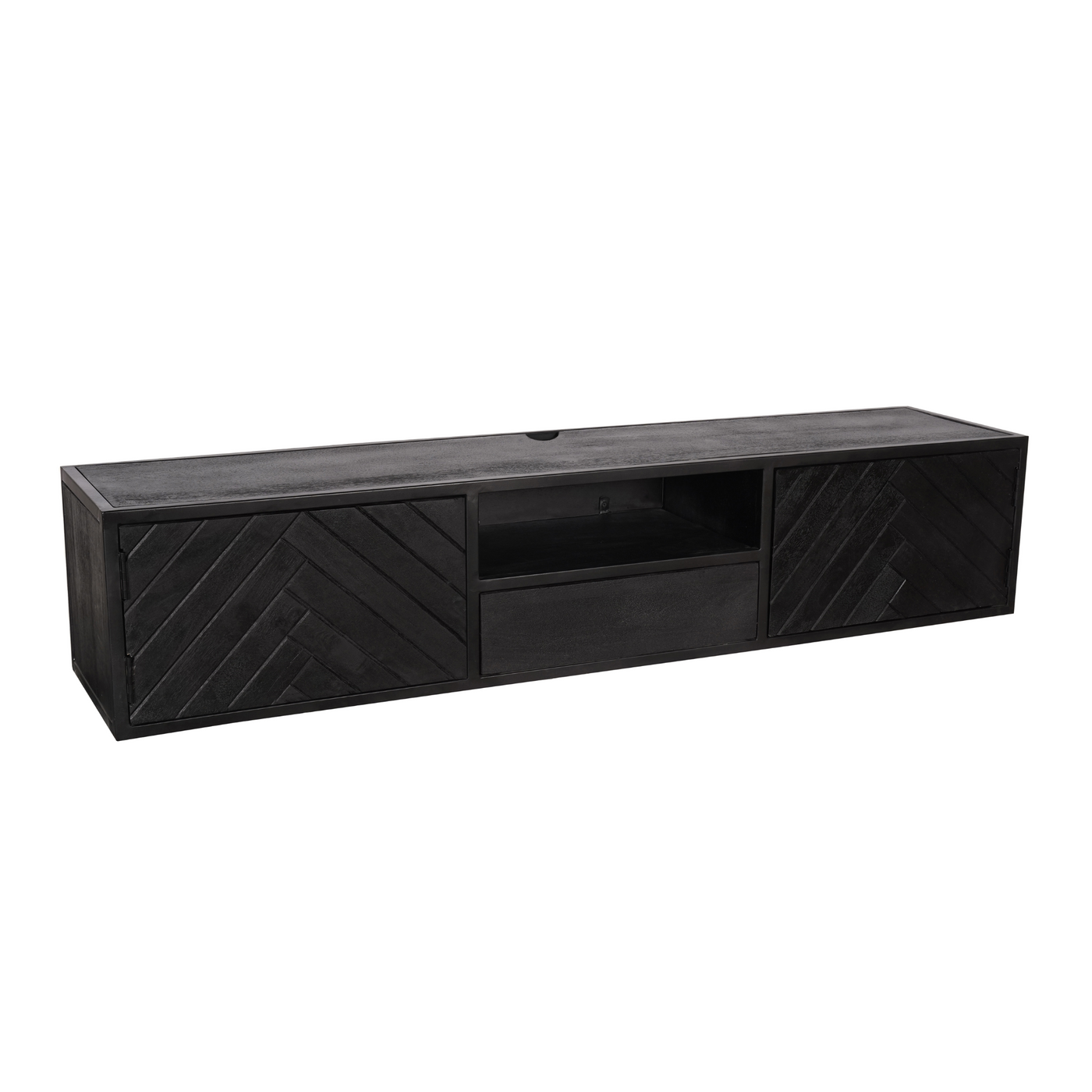 TV-Lowboard New York Mangoholz massiv, Schwarz, 120 bis 280 cm