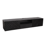TV-Lowboard New York Mangoholz massiv, Schwarz, 120 bis 280 cm
