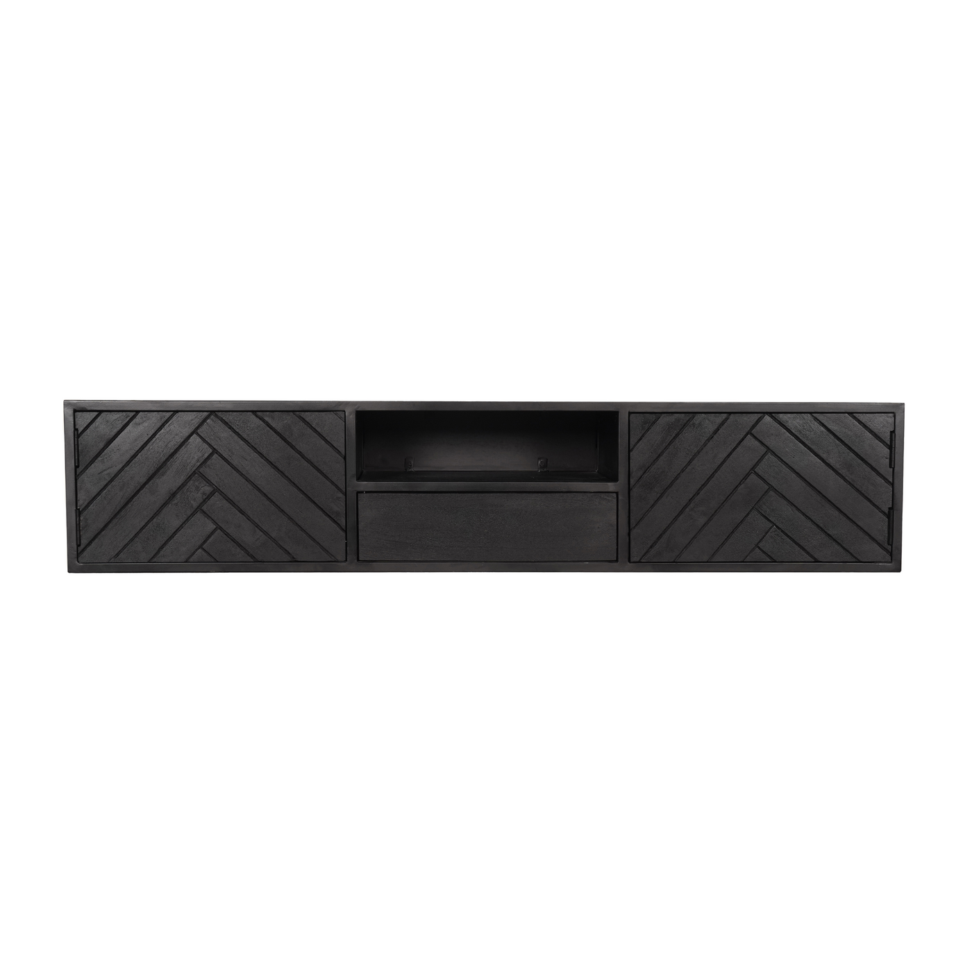 TV-Lowboard New York Mangoholz massiv, Schwarz, 120 bis 280 cm