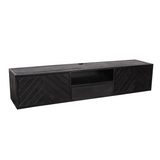 TV-Lowboard New York Mangoholz massiv, Schwarz, 120 bis 280 cm