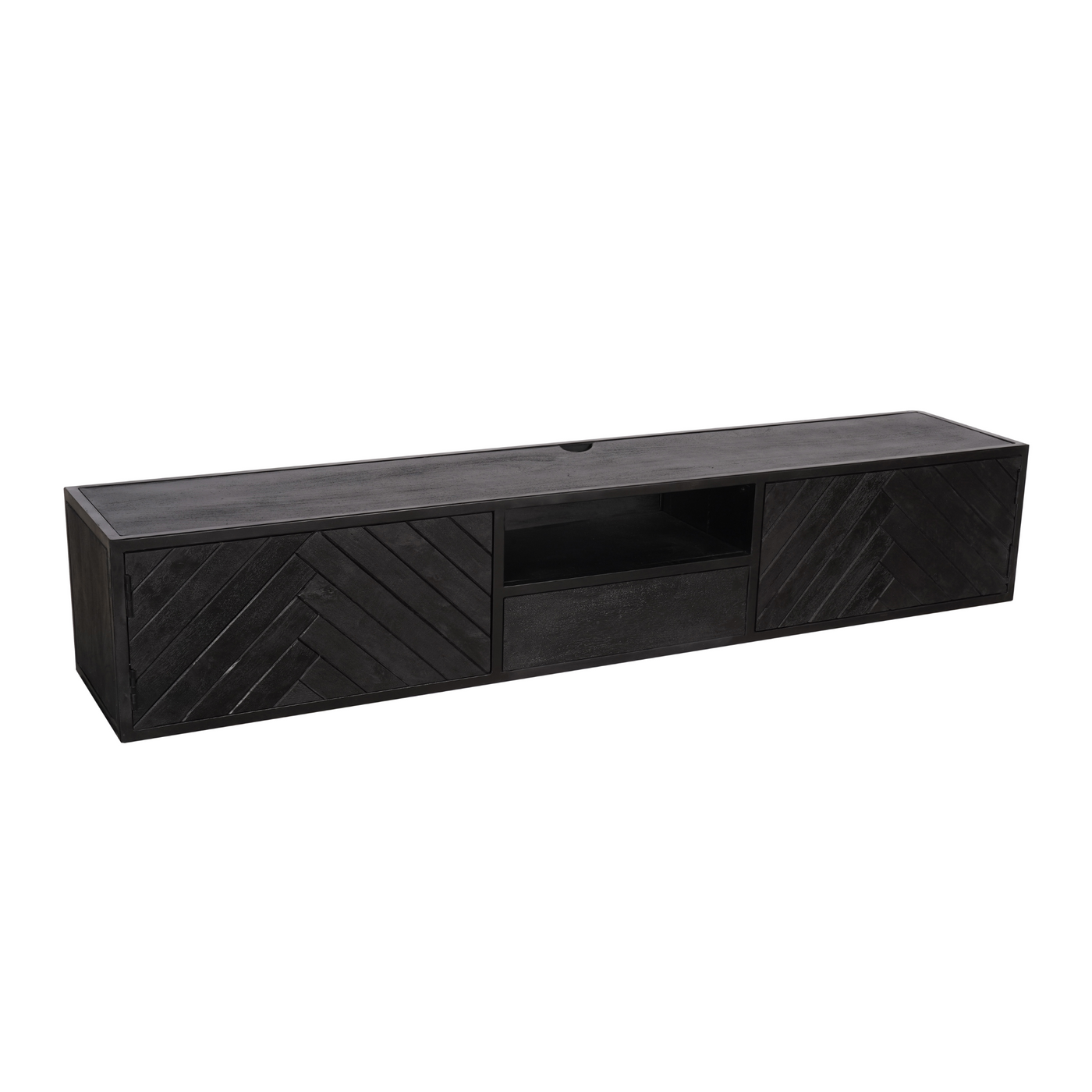 TV-Lowboard New York Mangoholz massiv, Schwarz, 120 bis 280 cm