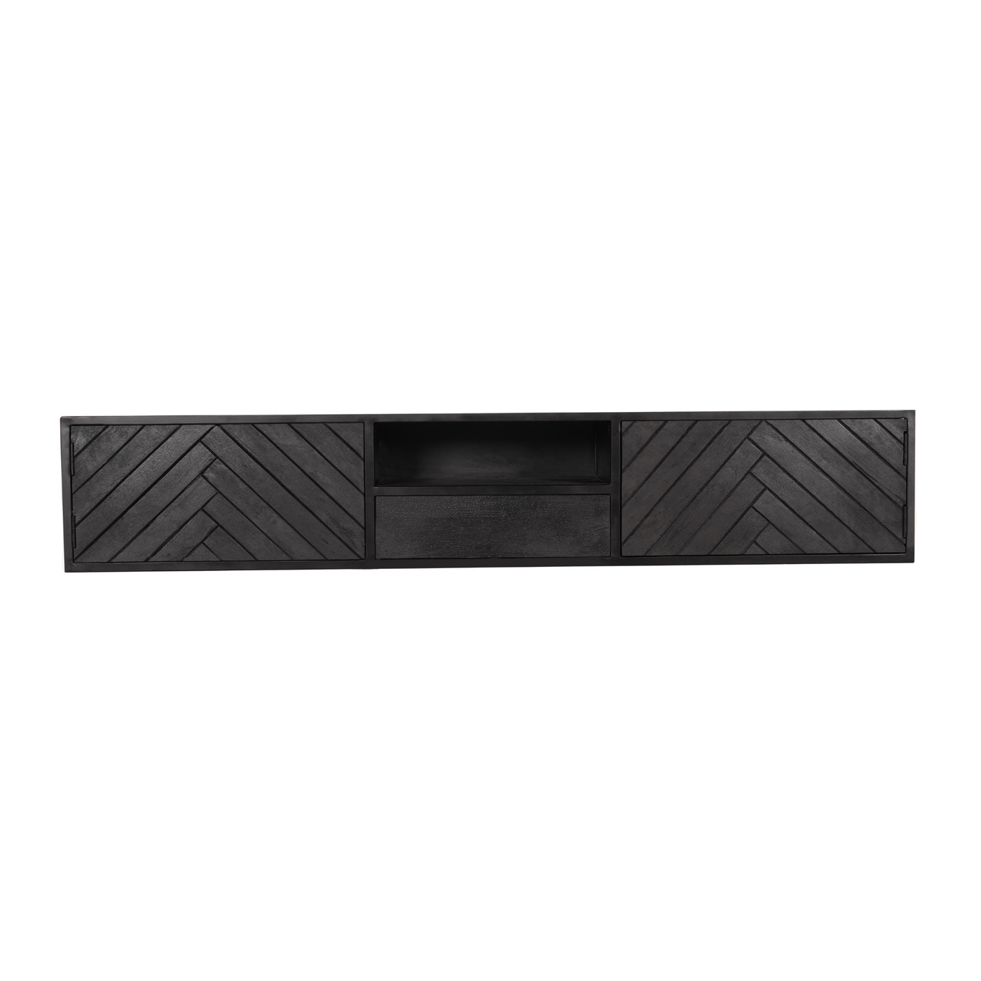 TV-Lowboard New York Mangoholz massiv, Schwarz, 120 bis 280 cm