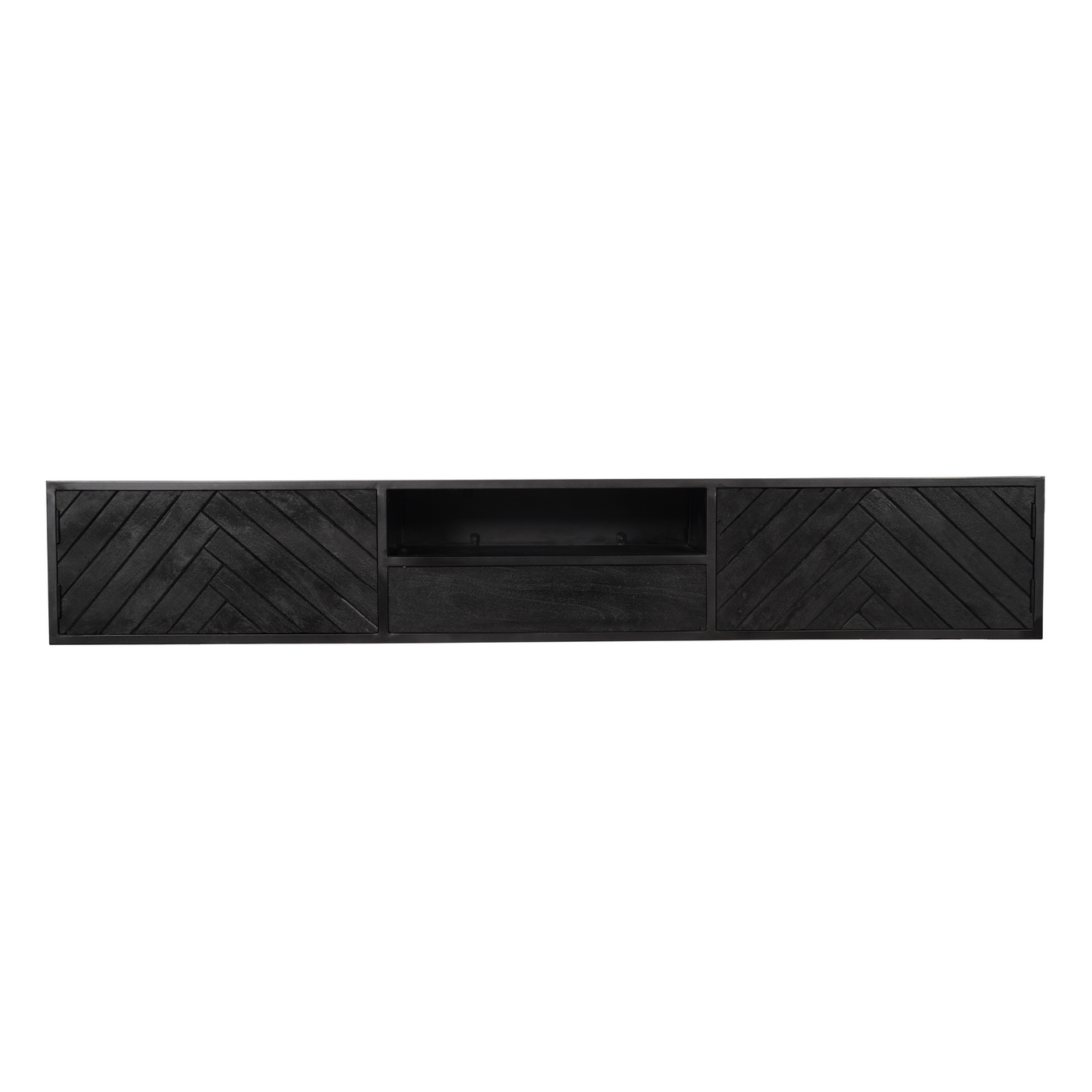 TV-Lowboard New York Mangoholz massiv, Schwarz, 120 bis 280 cm