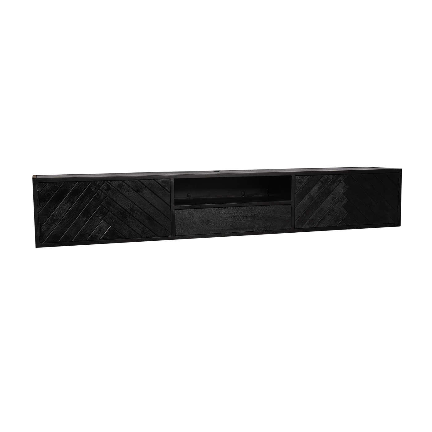 TV-Lowboard New York Mangoholz massiv, Schwarz, 120 bis 280 cm