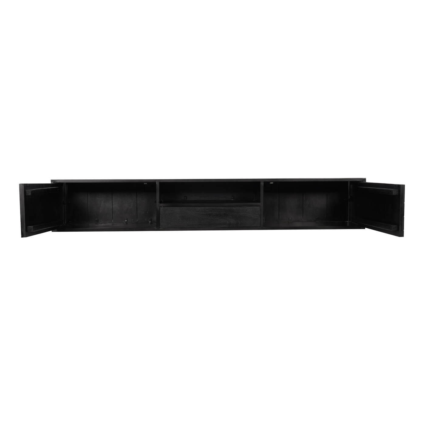 TV-Lowboard New York Mangoholz massiv, Schwarz, 120 bis 280 cm