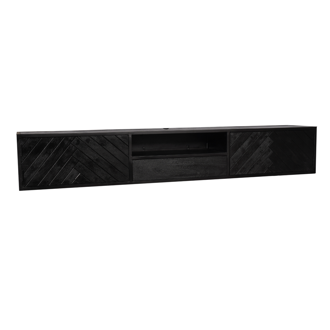 TV-Lowboard New York Mangoholz massiv, Schwarz, 120 bis 280 cm